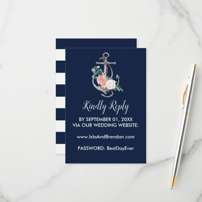 Ancre florale | Site de la Marine - Carte RSVP (Devant/Arrière en situation)