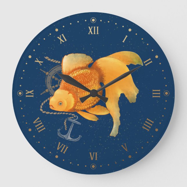 Ancre Goldfish Bateau Roue Mur Nautique Horloge (Recto)