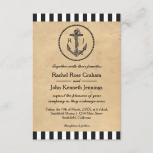 Ancre marine vintage - Faire-part de mariage 3x5