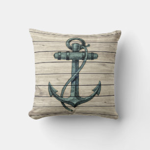 Ancre maritime Style Vintage Bois Coussin