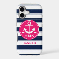 ANCRE MONOGRAMMÉE ROSE ET NAVY
