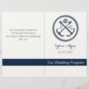 Ancre Monogrammes, mariage nautique bifold program