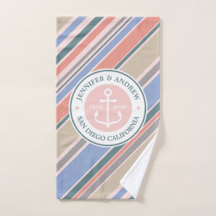 Ancre monographique Mariage nautique Bleu rose
