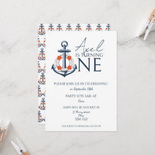 Ancre Nautical Boy Invitation de fête d'anniversai