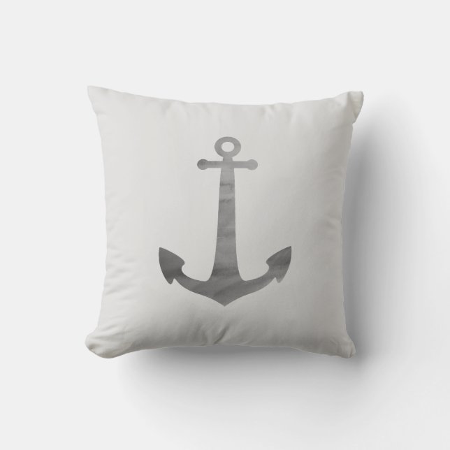 Ancre Nautical Grey Beach Decor Coussin (Recto)