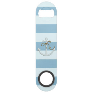 Ancre nautique adorable sur rayures bleu clair