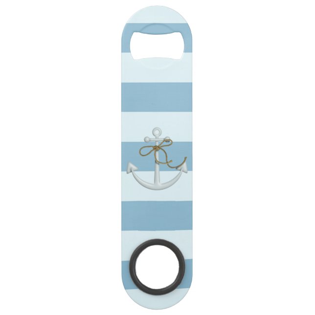 Ancre nautique adorable sur rayures bleu clair (Devant)