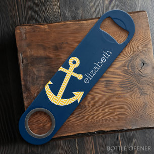 Ancre nautique avec Motif de Navy Jaune Chevron