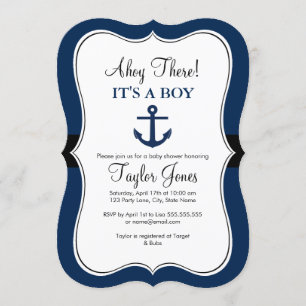 Ancre nautique Baby shower de la Marine Invitation