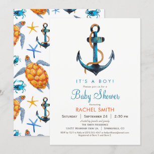 Ancre nautique Baby shower garçon Invitation