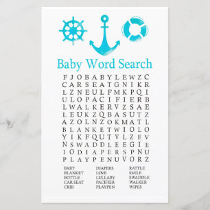 Ancre nautique Baby shower Word de recherche Jeu