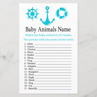 Ancre nautique Bébé Animaux Nom Jeu