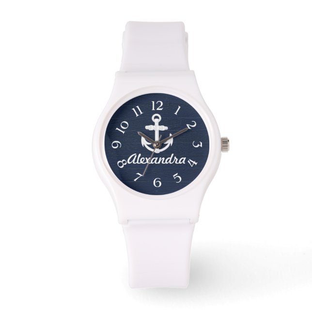 Ancre nautique bleu/blanc de la Marine Montre pers (Recto)