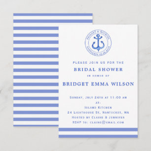 Ancre Nautique Bleu Invitation de douche nuptiale