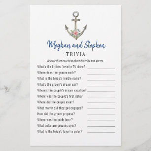 Ancre nautique Couple's Shower Trivia jeux