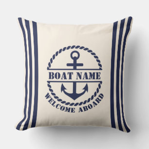 Ancre nautique Coussin de nom de bateau personnali