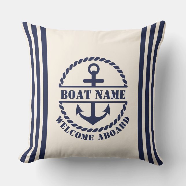 Ancre nautique Coussin de nom de bateau personnali (Recto)