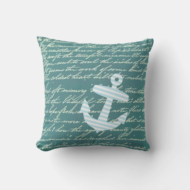Ancre nautique dans le coussin turquoise/coussin (Recto)