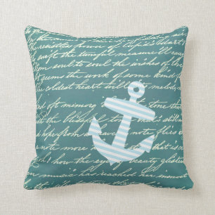 Ancre nautique dans le coussin turquoise/coussin