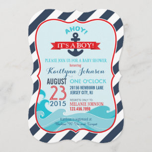 Ancre nautique et Baby shower rapide Invitation