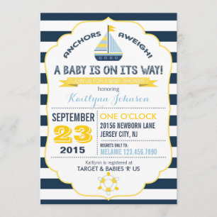 Ancre nautique et Baby shower rapide Invitation