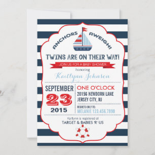 Ancre nautique et Baby shower rapide Invitation