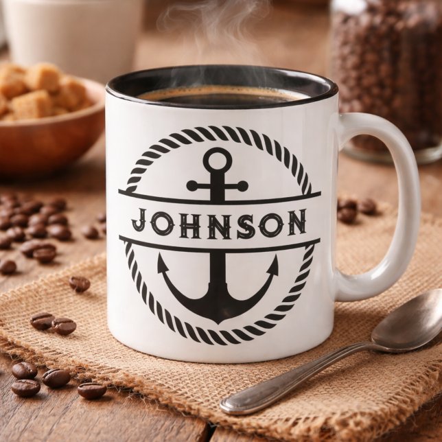 Ancre nautique et corde Signature Mug (Créateur téléchargé)