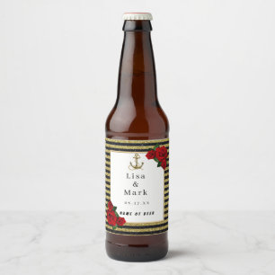 Ancre nautique Gold Black Stripes Bière Étiquettes