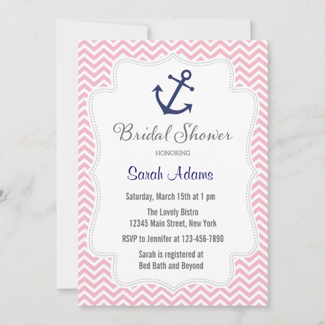 Ancre Nautique Invitation de douche nuptiale (Devant)