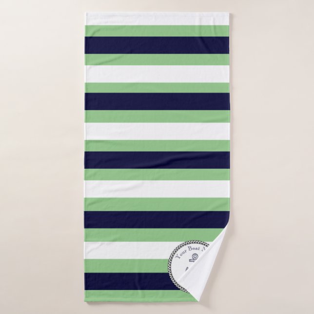 Ancre nautique Marine Blanc Vert Bande Baignoire (Serviette de bain)