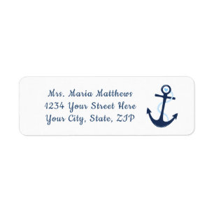Ancre nautique Marine Blue Address Sticker Étiquet