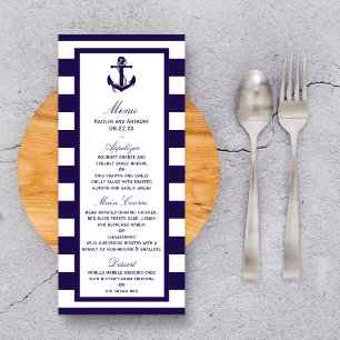 Ancre nautique Menu Mariage de la bande marine