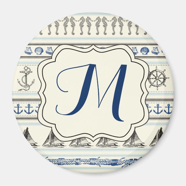Ancre nautique Monogramme nautique Aimant initial (Devant)
