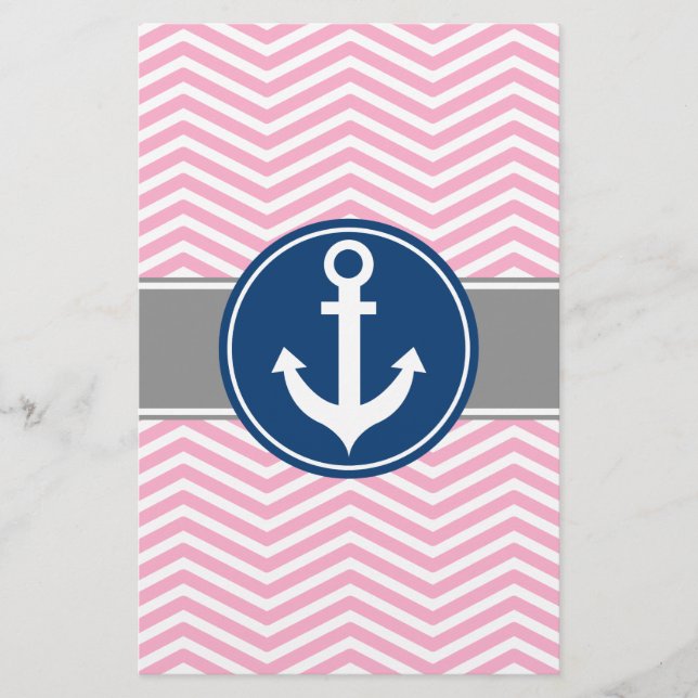 Ancre nautique rose Chevron (Devant)