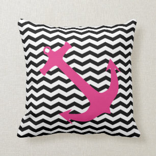 Ancre nautique rose et Coussin d'impression Chevro