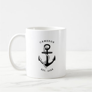 Ancre noire Mug personnalisé nautique