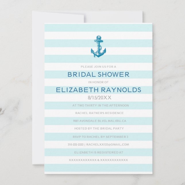 Ancre officielle Invitations nautiques de douche n (Devant)