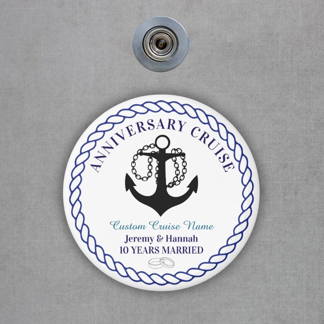 Ancre Rond Aimant de Porte de Cabine de Croisière  (Anchor Round Custom Anniversary Cruise Cabin Door Magnet
)