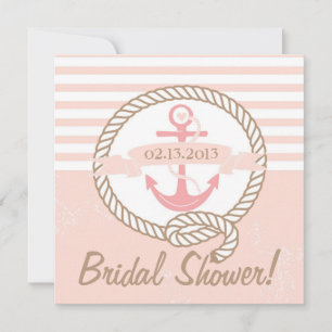 Ancre rose Nautique Invitation de douche nuptiale