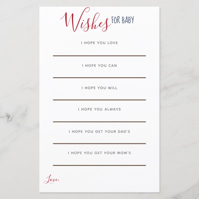 Ancre Rouge Bleu Bleu Nautique Voeux pour bébé (Devant)