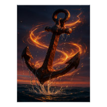 Ancre Rustique Ardente – Art Mural Fantastique Nau