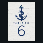 Ancre rustique Numéro de tableau Cartes / Marine<br><div class="desc">Un ancre bleu marine au-dessus d'un arrière - plan blanc cassé,  comme du bois. La bannière sur l'ancre dit "AMOUR",  mais le texte peut être customisé. Parfait pour un mariage nautique,  surtout si vous partez dans le style vintage/rustique.</div>