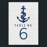 Ancre rustique Numéro de tableau Cartes / Marine<br><div class="desc">Un ancre bleu marine au-dessus d'un arrière - plan blanc cassé,  comme du bois. La bannière sur l'ancre dit "AMOUR",  mais le texte peut être customisé. Parfait pour un mariage nautique,  surtout si vous partez dans le style vintage/rustique.</div>