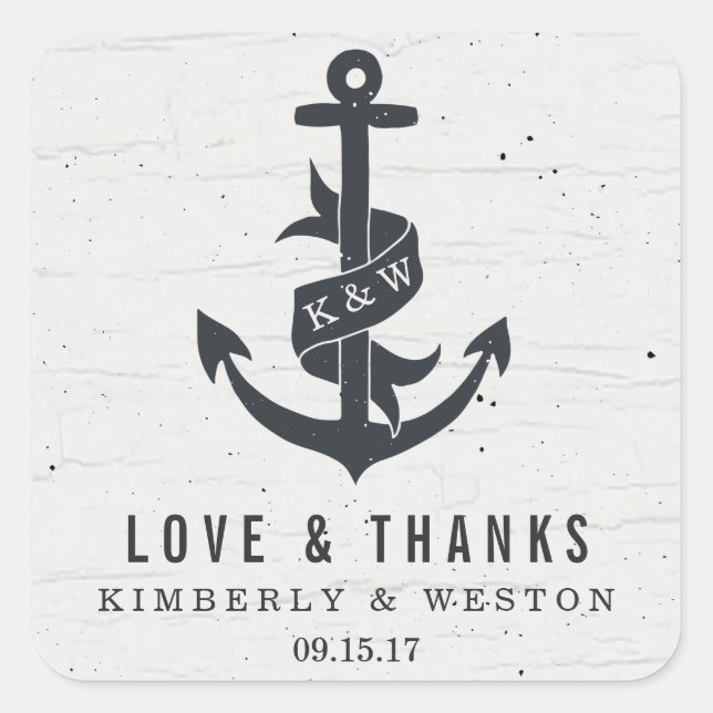 Ancre rustique Stickers de mariage personnalisé Fa (Devant)