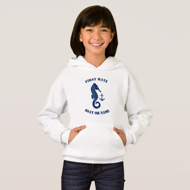 Ancre Seahorse First Mate Bateau ou nom Blanc (Devant entier)
