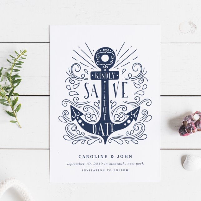 Ancre tirée main Enregistrer la carte de date (Créateur téléchargé)