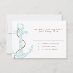 Ancre turquoise et Brown Plage Mariage rsvp