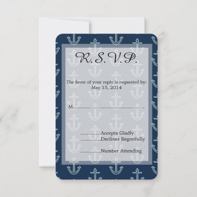 Ancres bleu marine mariage RSVP (Devant)