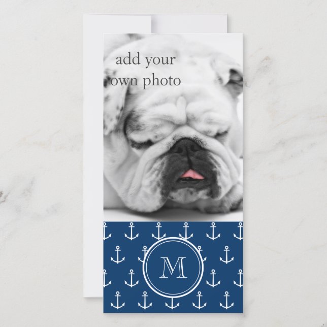 Ancres bleu marine Motif, votre monogramme (Devant)