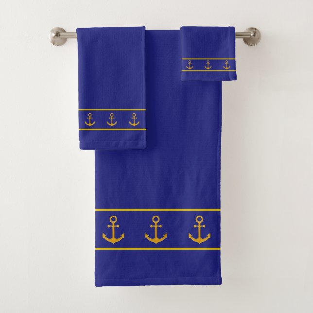 Ancres dorées élégantes sur fond bleu marine (En situation)